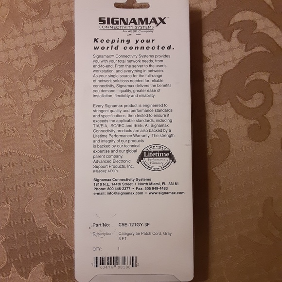 3 Foot 5e Patch Cable Cord Part No. C5E-121GY-3F - Picture 2 of 3